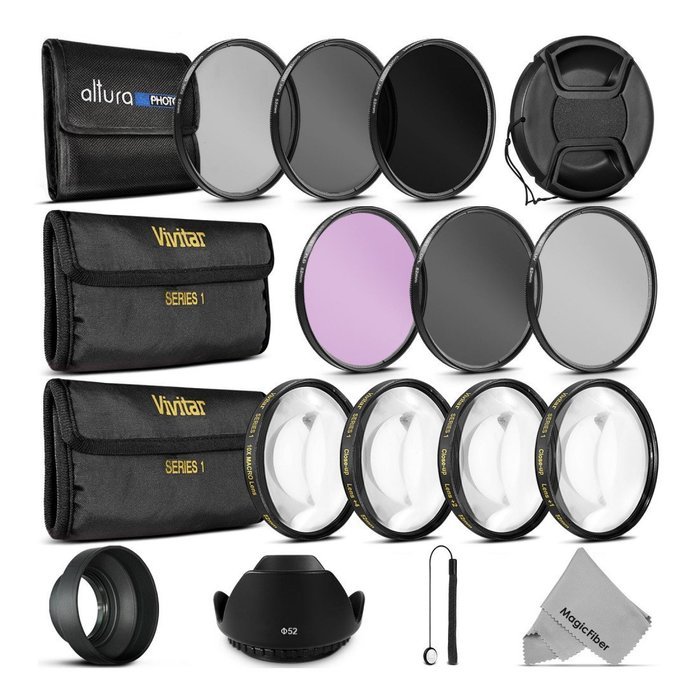 52MM Lens Filter Bundle (Macro Close-Up UV CPL Polarizing FLD ND) for NIKON DSLR N4