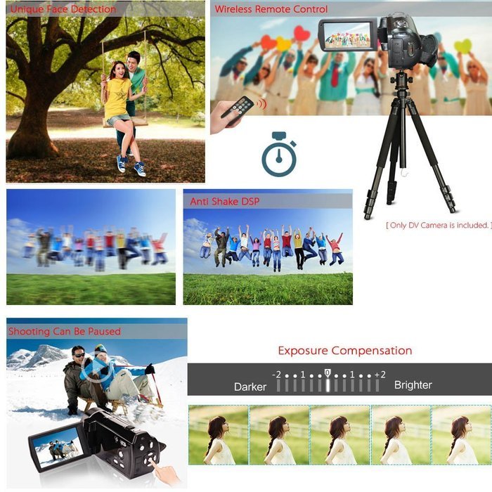 ORDRO HDV-V7 1080P Full HD Digital Video Camera Camcorder Max 24 Mega Pixels 16&times; Digital Zoom 3.0" Rotatable LCD... N6