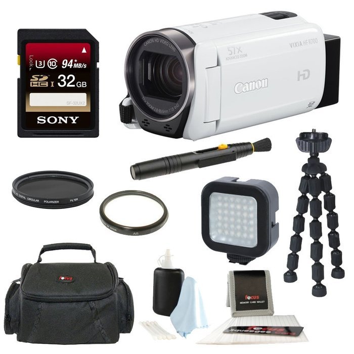 Canon VIXIA HF R700 Full HD 1080p Camcorder (Black) with Deluxe Bag & 32GB Memory Card Accessory Bundle N9