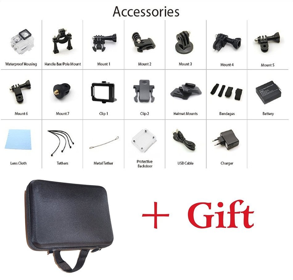 Sports Action Camera Ultra 4K HD Waterproof Wi-Fi 1080P H9 Bag Camcorder 2.0 Lcd 170 Degree Wide Lens + Gift N2