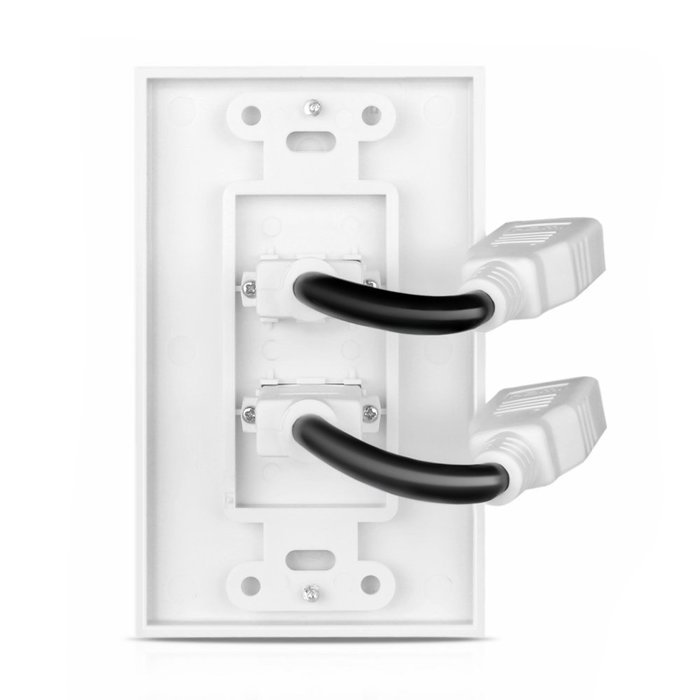 TNP HDMI Wall Plate - Dual (2 Port) HDMI Socket Plug Jack Outlet Decorative Face Cover Mount Panel with Built... N4