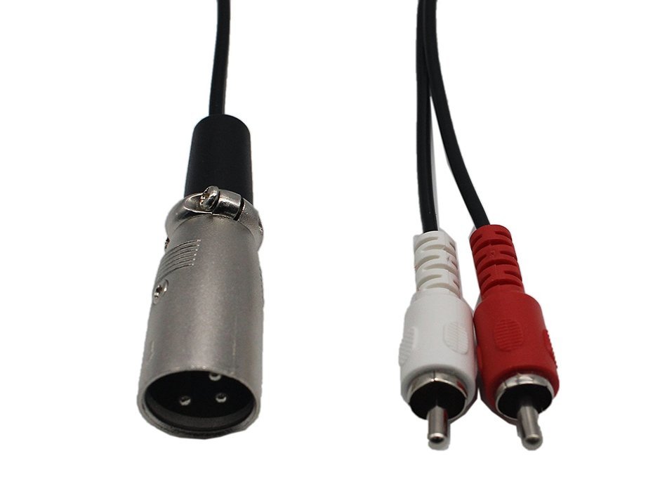 LEMENG 5 Feet Splitter Patch Y Cable -gold plated 1 XLR Male to 2 RCA Male N3