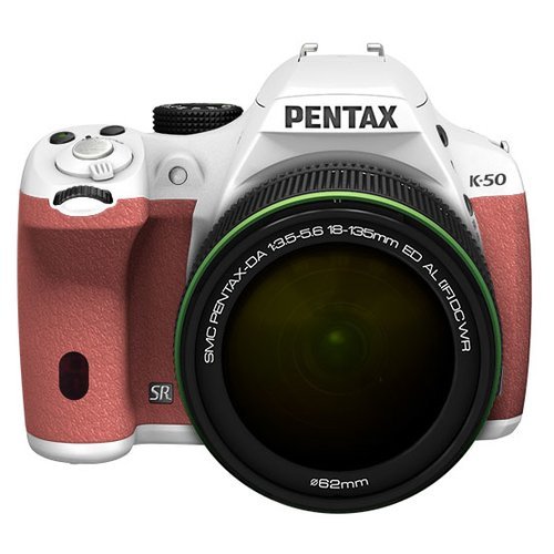 Pentax K-50 16MP Digital SLR 18-135mm Lens Kit WHITE/PINK 009