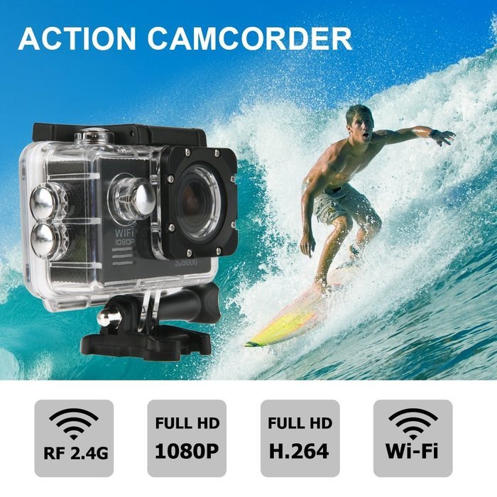 2.0'' WIFI 12MP HD 1080P 170&deg; Wide Sports Action Camera, 2.0 inch LCD,70&deg; Super Wide Angle Fisheye Lens Camcorder...