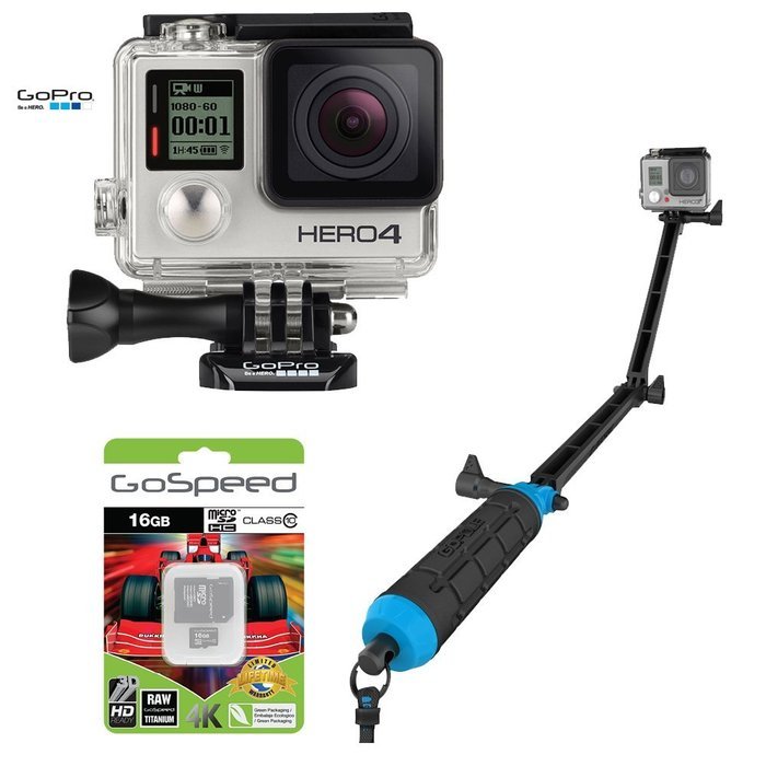 GoPro Hero4 Hero 4 12MP Full HD 4K 30fps 1080p 120fps Built-In Wi-Fi Waterproof Wearable Camera Black Adventure... N151