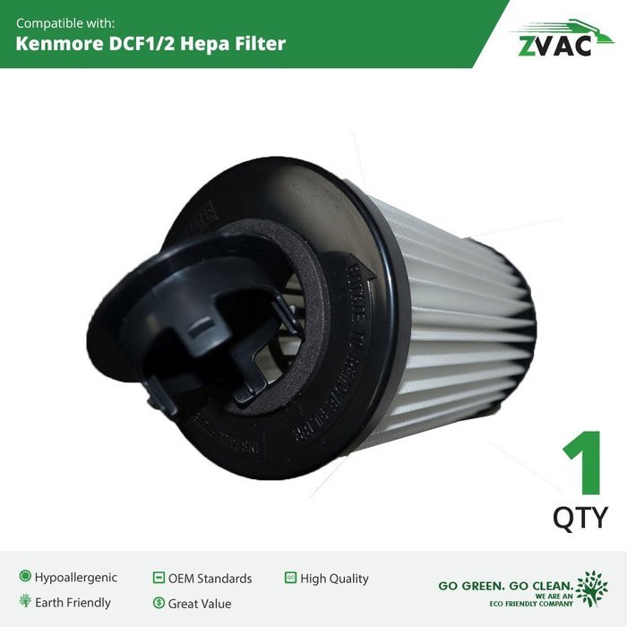 Kenmore DCF1 / DCF2 HEPA Filter DCF-1 / DCF-2 Washable Replaces 82720, 82912 and 02082720000 Fits Kenmore Progressive...