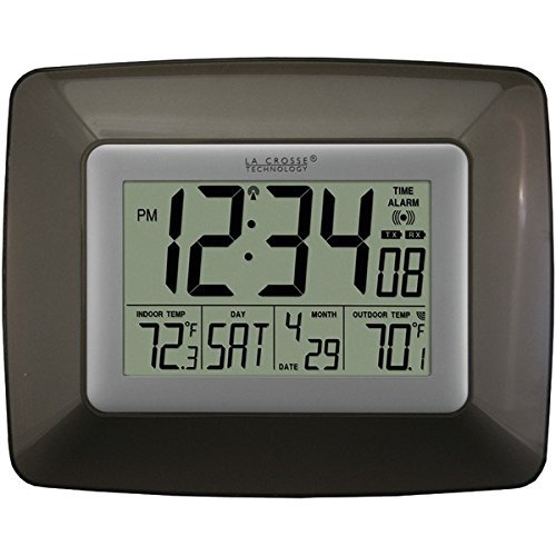 New LA CROSSE TECHNOLOGY WS-8119U-IT-CHO Atomic Digital Clock with Indoor/Outdoor Temperature (Black)