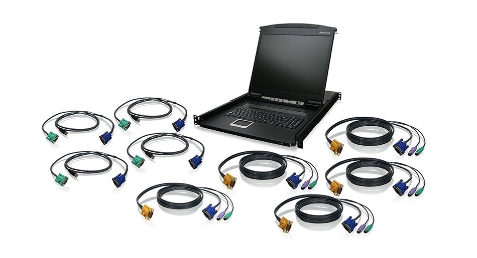 IOGEAR 8-Port 19-Inch LCD KVM Drawer Kit with USB KVM Cables (GCL1908KITU)