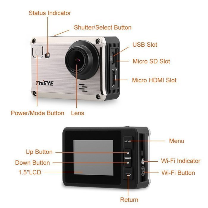 Action Camera WiFi ThiEYE i30 Full HD 1.5 inch Sports Camera 1080P 40M Waterproof/Dustproof/Shakeproof Helmet... N2