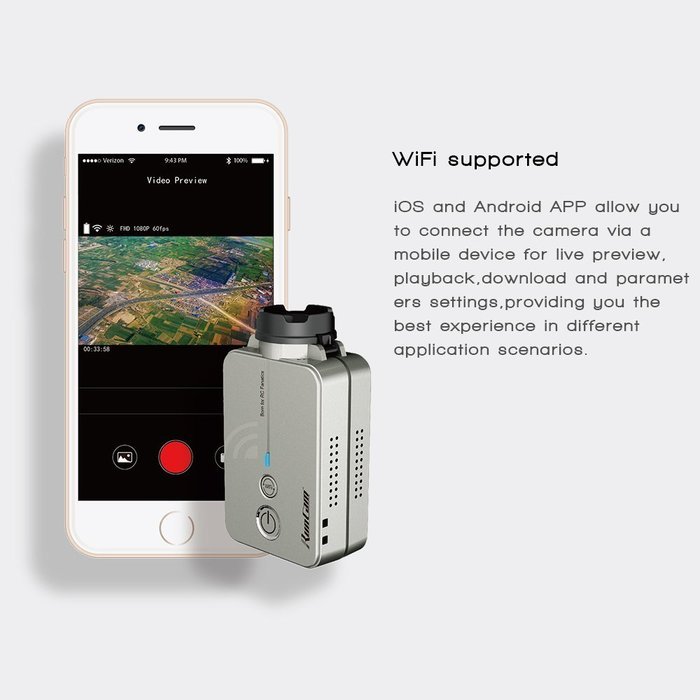 RunCam 2 1080P HD 120 Degree Wide Angle WiFi FPV Camera Silver for RC 250 Racing Quad QAV250 N5