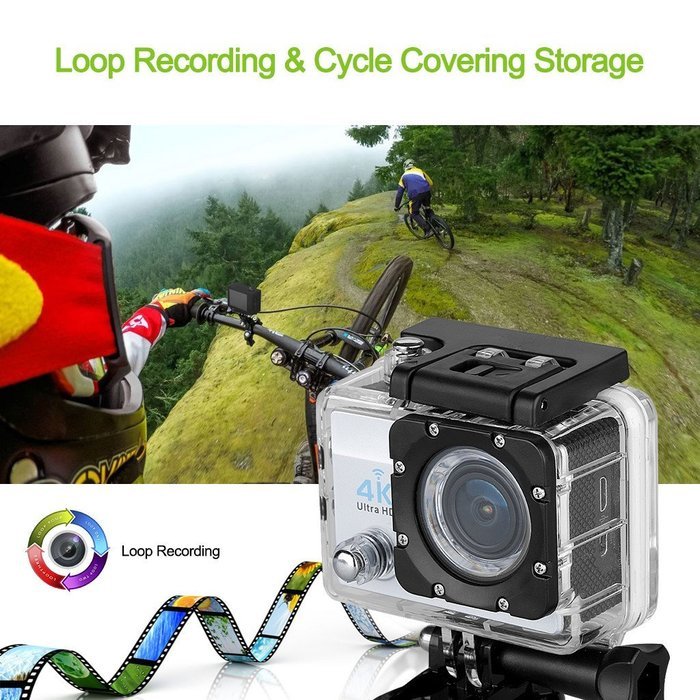 Floureon Q6 2.0 Inch 4K 16MP 170&deg;WIFI 30M/98FT Waterproof Slow Motion Function Loop Recording Full HD DV Sports... N17