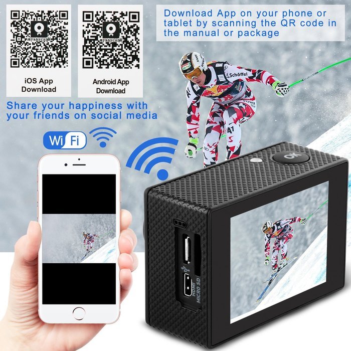 Sports Camera, Levin Action Camera 2.0 Inch 170 Degree Ultra-wide Angle Lens Full HD 1080p 14MP WiFi Remote Control... N6