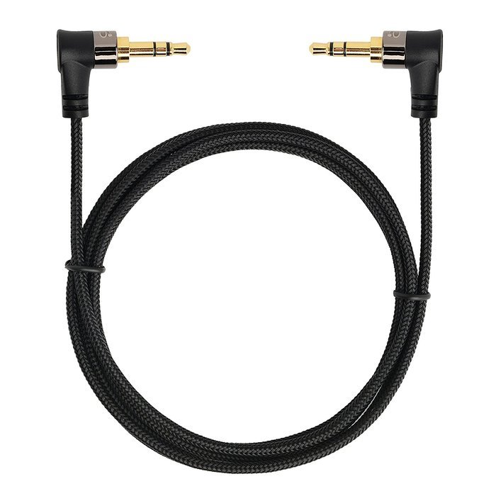 KabelDirekt 1 foot 3.5mm to 3.5mm Stereo / Audio Cable, nylon-braided, with 90 degree connectors &ndash; PRO Series N5