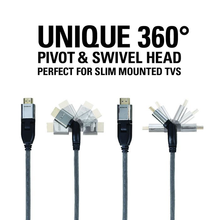 Sanus 360 Degree Pivoting HDMI Cable - 10 Feet - 18 Gbps High-Speed Cable Supports Full 1080P, 4K, UltraHD, 3D... N4