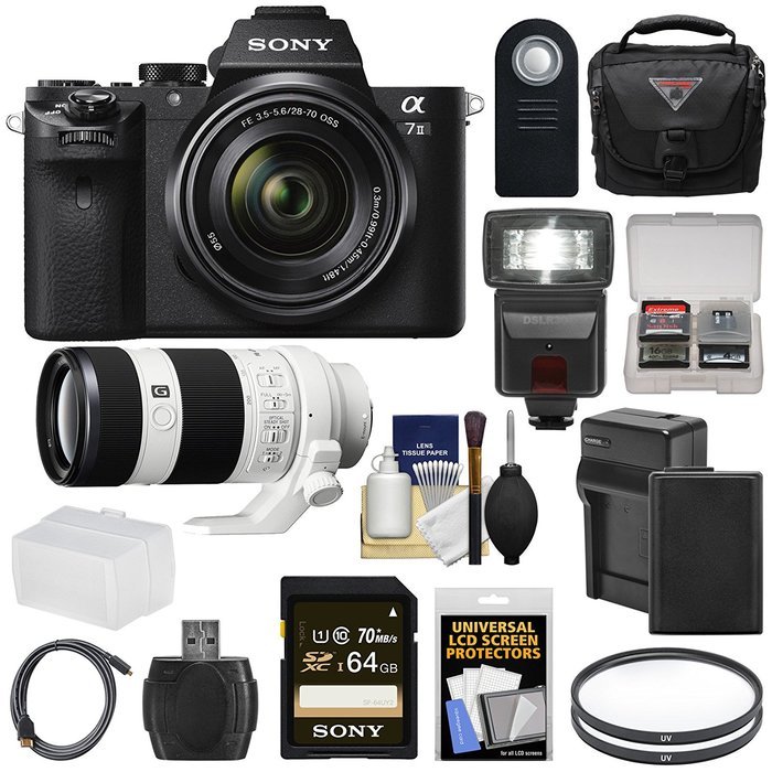 Sony Alpha A7 II Digital Camera & 28-70mm FE OSS Lens with FE 70-200mm f/4.0 Lens + 64GB Card + Battery + Charger... N2