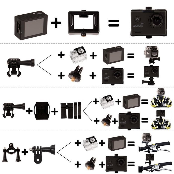 inkint 2.0" LTPS Screen 4K HD WIFI Function Waterproof Action Camera Sports Cam 170 Degree Wide Angle Lens + Mount... N7