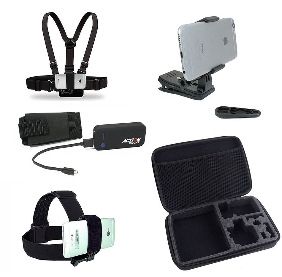 Action Mount Wearable Head Mount for Smartphone. Easily Record Action Video using your Smartphone, or GoPro Camera... N18