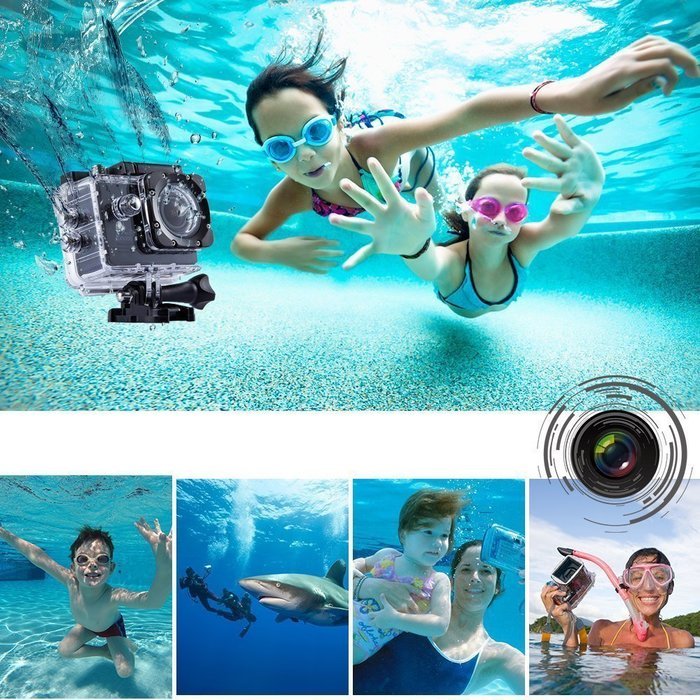 Alolli HD Sports Action Camera Kit -2.0'' LPS-TFT LCD +120&deg; Wide Angle Lens (Black) N4