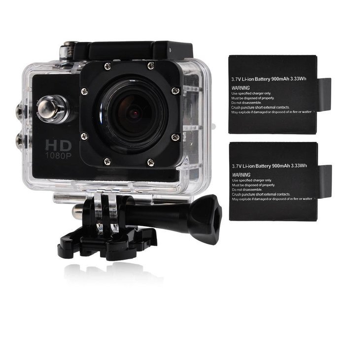 Black SJ4000 Helmet Sports DV Full HD 12MP Car Recorder Diving Bicycle Action Camera with Two Batteries N4
