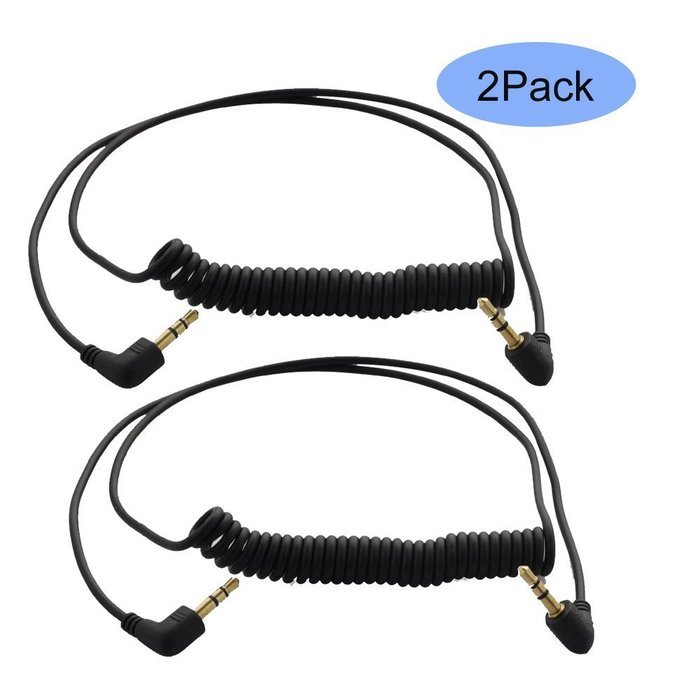 Seadream 2Pack 3-Pole Coiled 3.5mm Male Right Angle to 3.5mm Male Right Angle Stereo Audio Spring Aux Cable for... N8