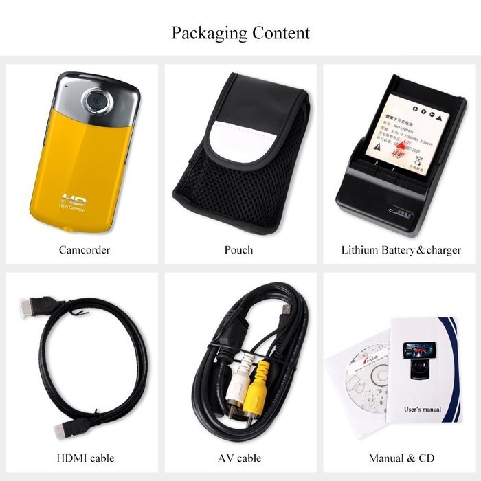 MARVUE V80 FHD Digital Video Recording 1080P Camcorder Blue-Ray Touch Button 3.5 Inch HD Screen (YELLOW) N16