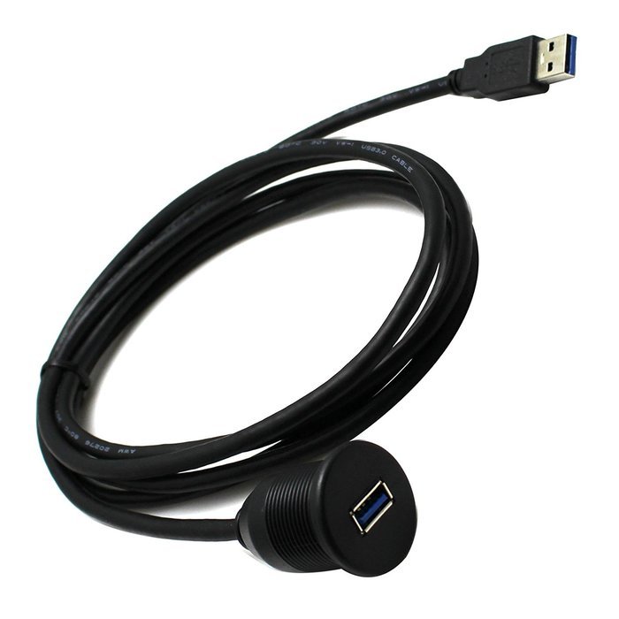 RAYSUN 1 Meter USB and 3.5mm AUX Extension Flush Mount - USB Dash Mount for Car Boat Motorcycle N23