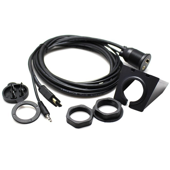 RAYSUN 1 Meter USB and 3.5mm AUX Extension Flush Mount - USB Dash Mount for Car Boat Motorcycle N25