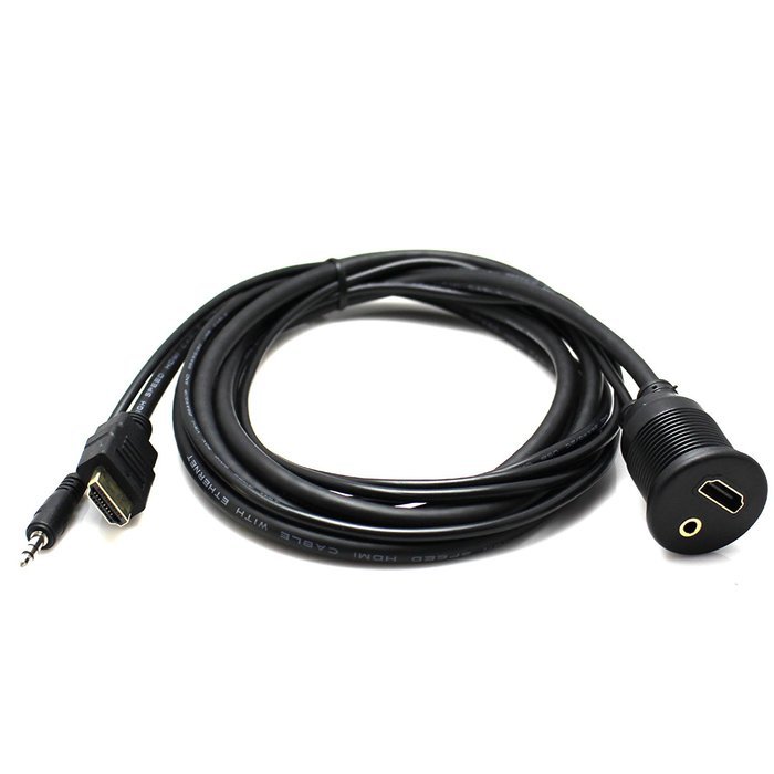 RAYSUN 1 Meter USB and 3.5mm AUX Extension Flush Mount - USB Dash Mount for Car Boat Motorcycle N26