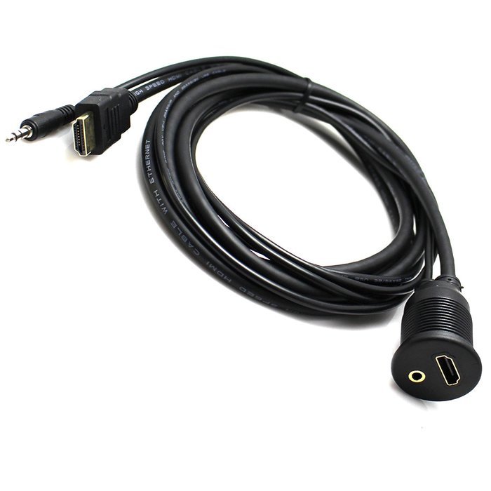 RAYSUN 1 Meter USB and 3.5mm AUX Extension Flush Mount - USB Dash Mount for Car Boat Motorcycle N27