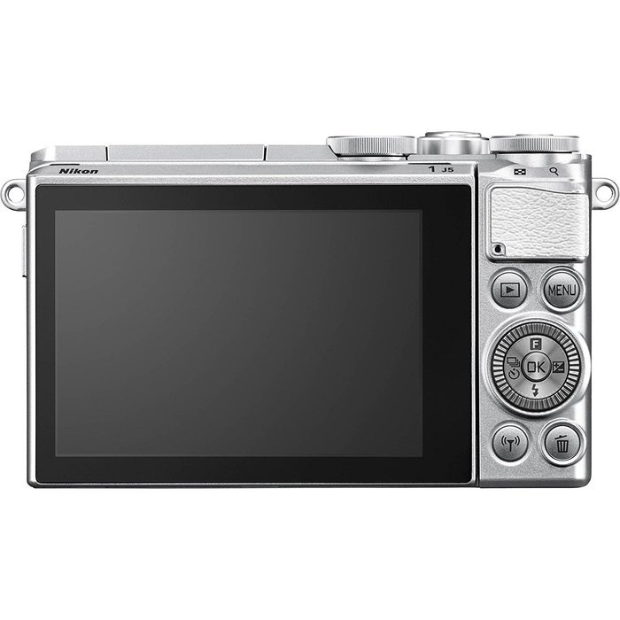 Nikon 1 J5 Wi-Fi Digital Camera & 10-30mm Lens (Silver) with 30-110mm VR Zoom Lens + 64GB Card + Battery + Charger... N6