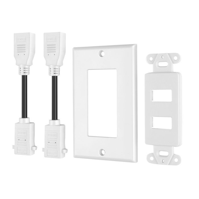 TNP HDMI Wall Plate - Dual (2 Port) HDMI Socket Plug Jack Outlet Decorative Face Cover Mount Panel with Built... N5