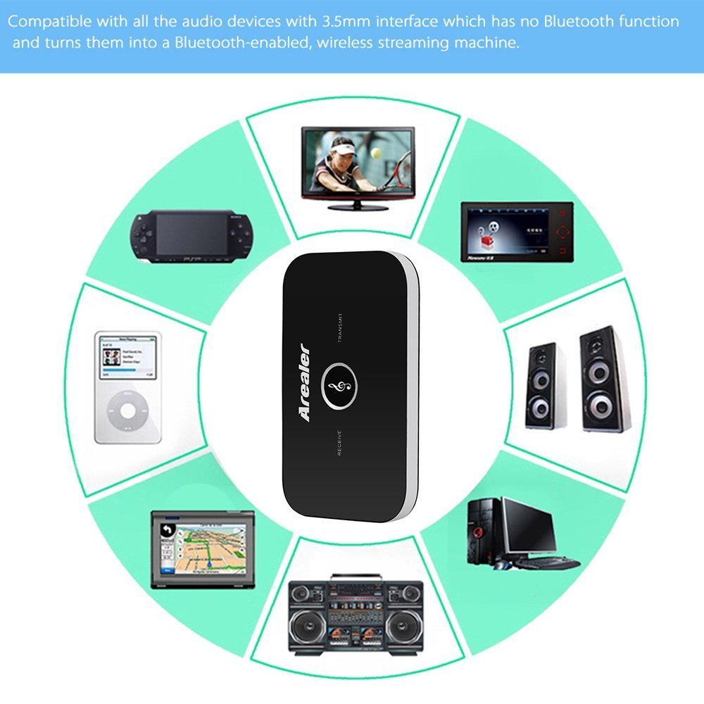 Arealer® B6 2 in 1 Bluetooth Transmitter & Receiver Wireless A2DP