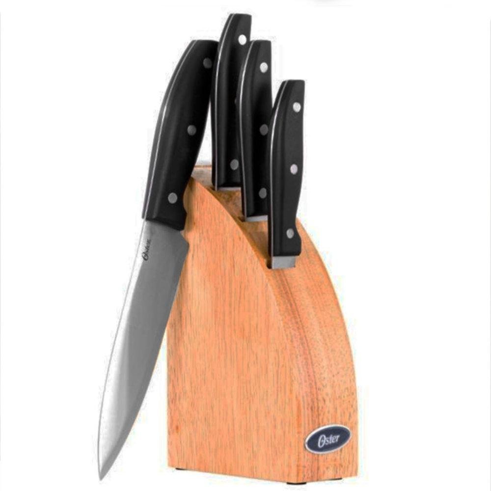 Oster Granger 5pc Cutlery Set with Halfmoon Natural Wood Block consumer