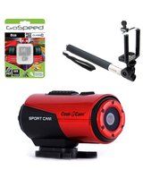 iON Cool-iCam S3000 Waterproof Action Camcorder with 720p HD Video (Red) W/ 8GB MicroSD Memory Card + Slefie Stick