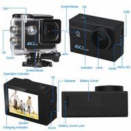 Floureon 4K Action Camera, Full HD Wi-Fi 1080p Waterproof Action Cam, 2.0'' Screen 173&deg; Fish EYE Wide-Angle Lens... N13