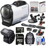 Sony Action Cam HDR-AZ1 Mini HD Video Camera Camcorder &amp; Live View Remote with 64GB Card + Battery + 2 Helmet,...