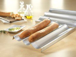 USA Pan Bakeware Aluminized Steel Perforated French Loaf Pan, 3-Well N2