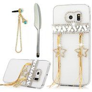 YOKIRIN Galaxy S6 Edge Case, 3D Handmade Luxury Crystal Rhinestone with TWO Cute Hairy Ice... N10