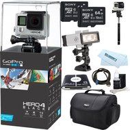 GoPro Hero 4 Waterproof 4K Action Camera Xtreme Action Underwater LED Kit (Black) 20pc Kit + 2x Sony 64GB Memory...
