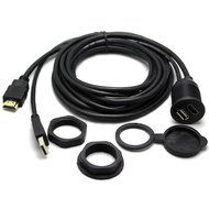 RAYSUN 1 Meter USB and 3.5mm AUX Extension Flush Mount - USB Dash Mount for Car Boat Motorcycle N29