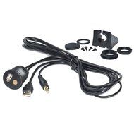 RAYSUN 1 Meter USB and 3.5mm AUX Extension Flush Mount - USB Dash Mount for Car Boat Motorcycle N32