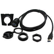 RAYSUN 1 Meter USB and 3.5mm AUX Extension Flush Mount - USB Dash Mount for Car Boat Motorcycle N34