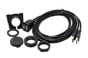 RAYSUN 1 Meter USB and 3.5mm AUX Extension Flush Mount - USB Dash Mount for Car Boat Motorcycle N37