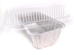 Disposable Aluminum 2 Lb. Loaf Pan with Clear Plastic Snap on Lid #5100P (50) N3
