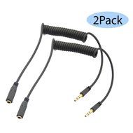 Seadream 2Pack 3-Pole Coiled 3.5mm Male Right Angle to 3.5mm Male Right Angle Stereo Audio Spring Aux Cable for... N12