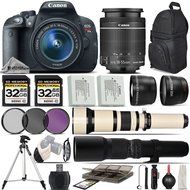 Canon EOS Rebel T5i DSLR Camera + Canon 18-55mm IS STM Lens + 650-1300mm Zoom Lens + 500mm Telephoto Lens + 0.43X... N2