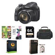 Sony Cyber-shot DSC-H400 20.1MP Digital Camera (Blk), Focus Rechargeable LI Batt Pack with Focus Batt Charger,...