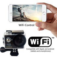 HPRO Black 4.0 Sports Action Waterproof Camera 170&deg; Wide View Full HD1080p 12MP 30m/92 Feet Water Resistant WiFi... N5