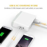 EasyAcc Multiple USB Charger 7.2 A 3 Ports Desktop USB Charging Station with 2 Surge Protected Outlets and 5ft... N5