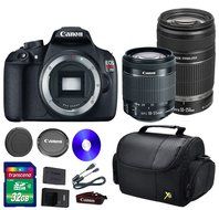 Deluxe Kit For T5 DSLR Camera + 18-55mm IS II Lens +EF-S 55-250mm f/4-5.6 IS STM Lens + 32 GB SDHC Memory Card...